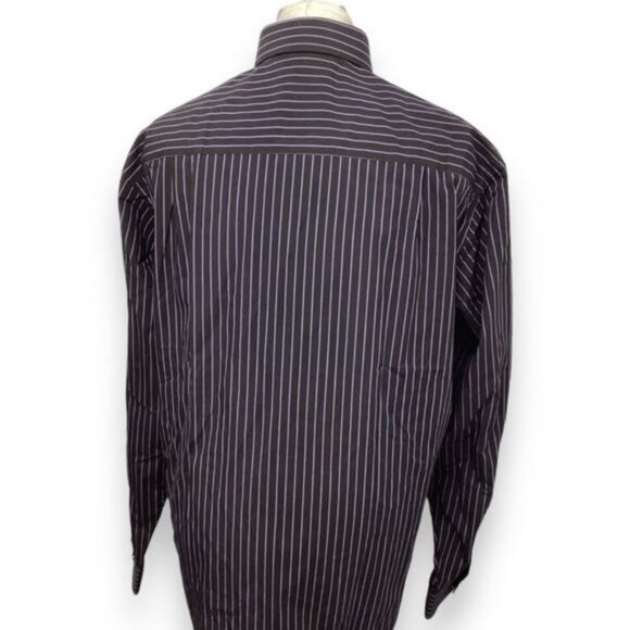 Calvin Klein Mens 16 34/35 Purple Dust Striped Regular Fit Long Sleeve Shirt - Picture 4 of 7